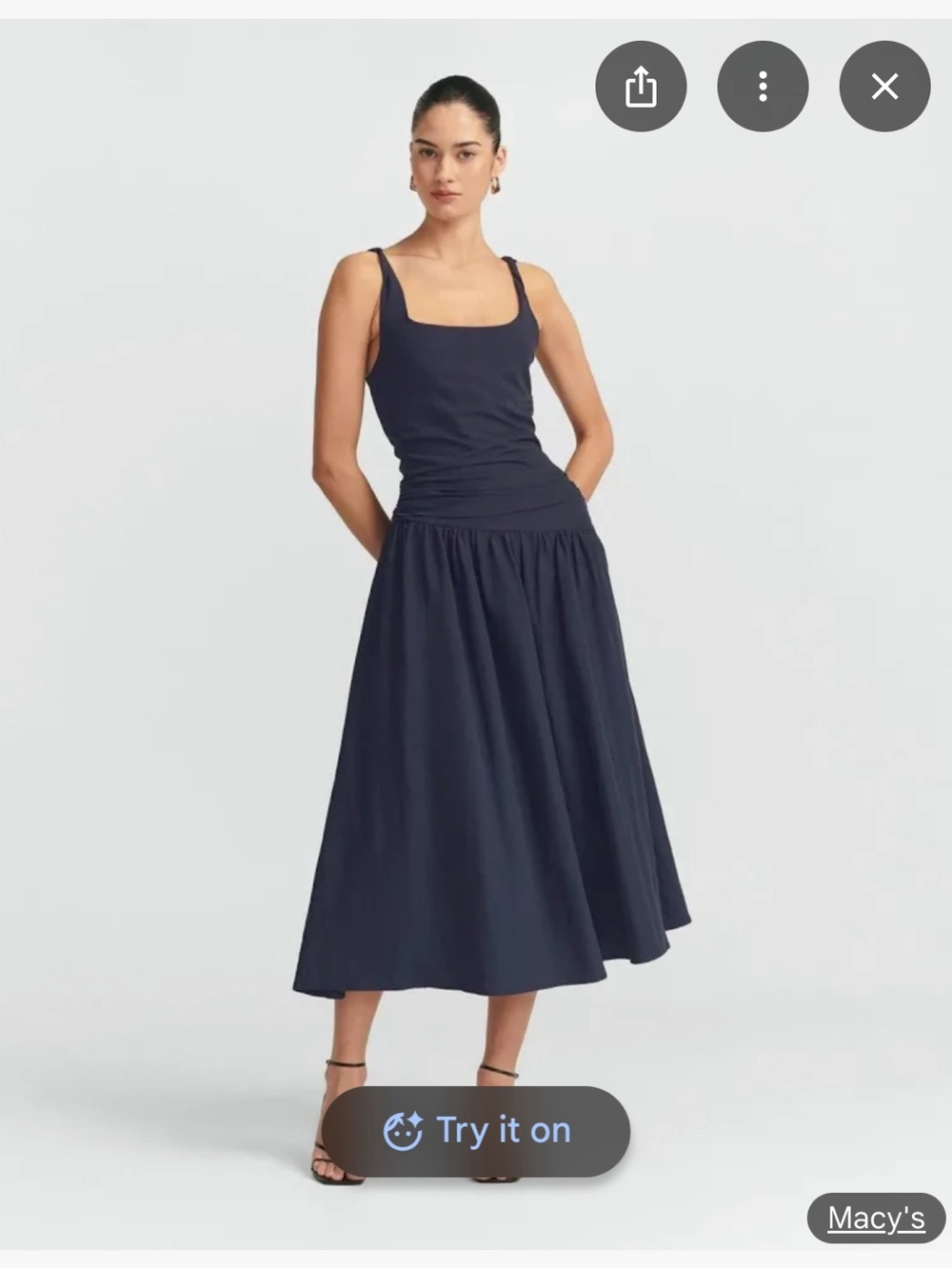 Macy's Navy Asymmetrical Midi Dress